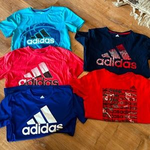 Set of 5! Boys Adidas shirts. Size large 14-16.